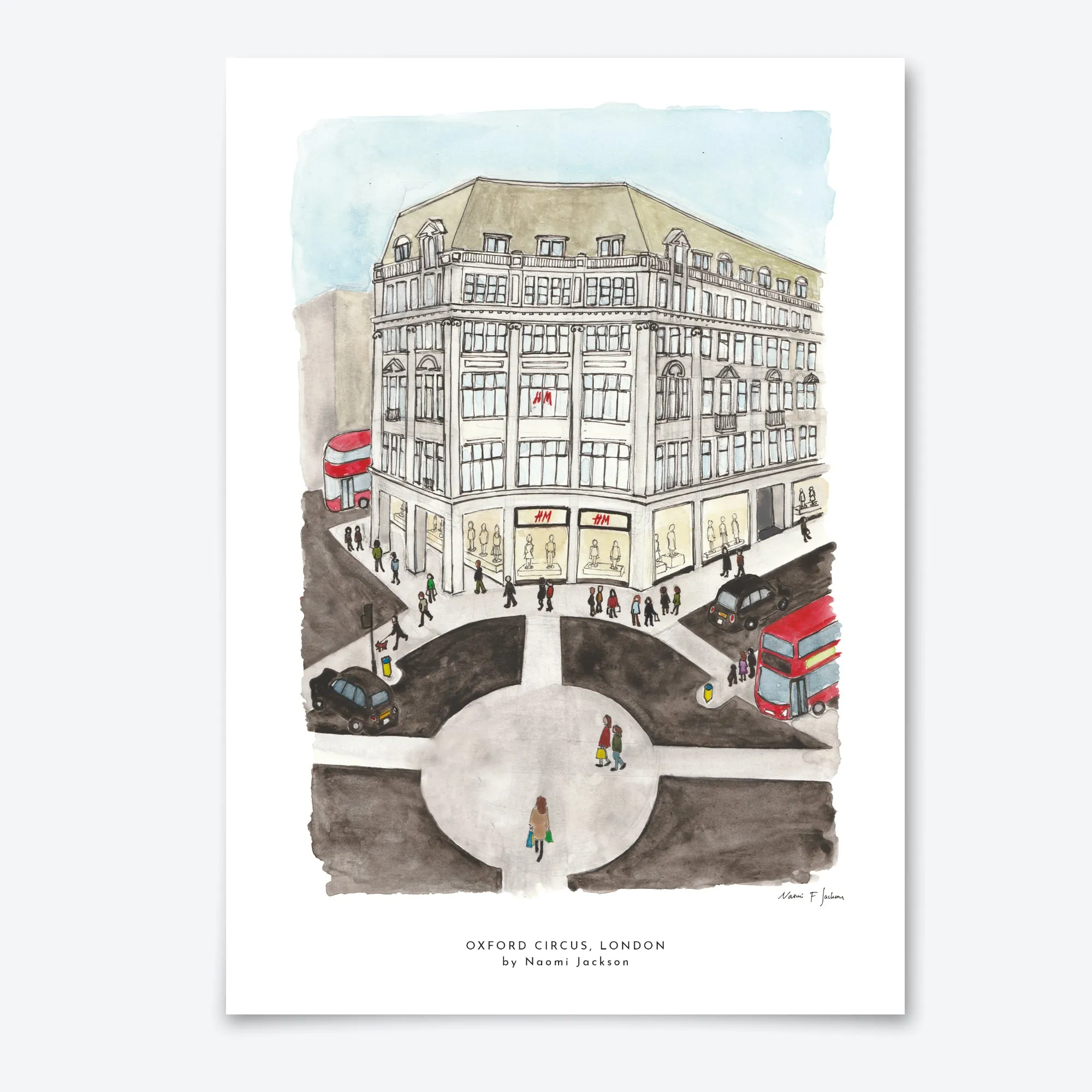 'London Shopping' Set of 5 printed cards