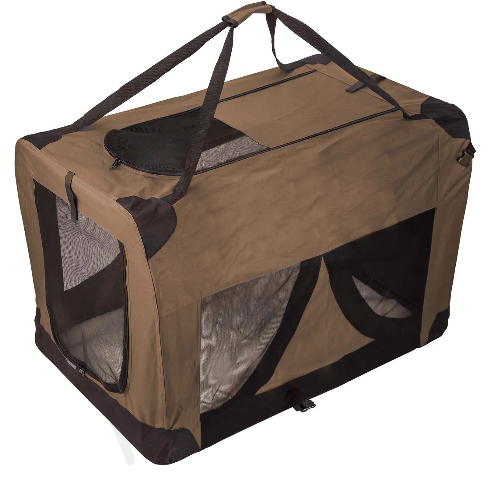 LOVEPET® Dark Brown * Dog Travel Cage Collapsible Soft Pet Dog Crate * M/L/XL/3XL