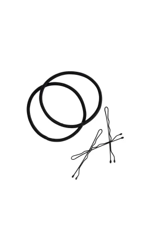 MAE 40-2500BK Combo Elastic & Bobby Pins Black 25