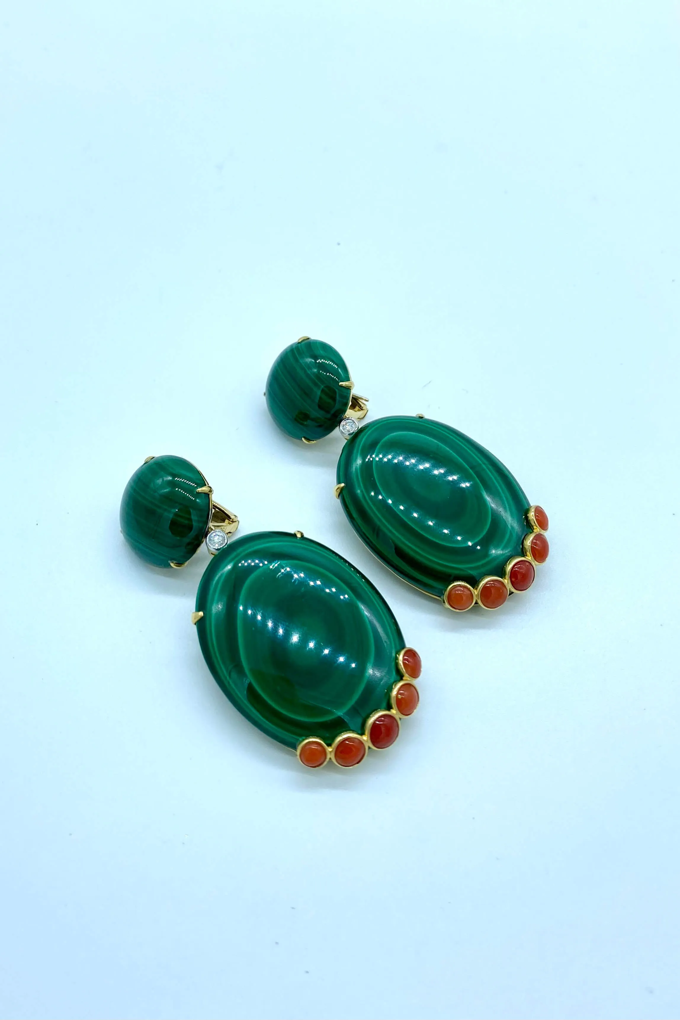 Malachite & Coral Drop Earrings