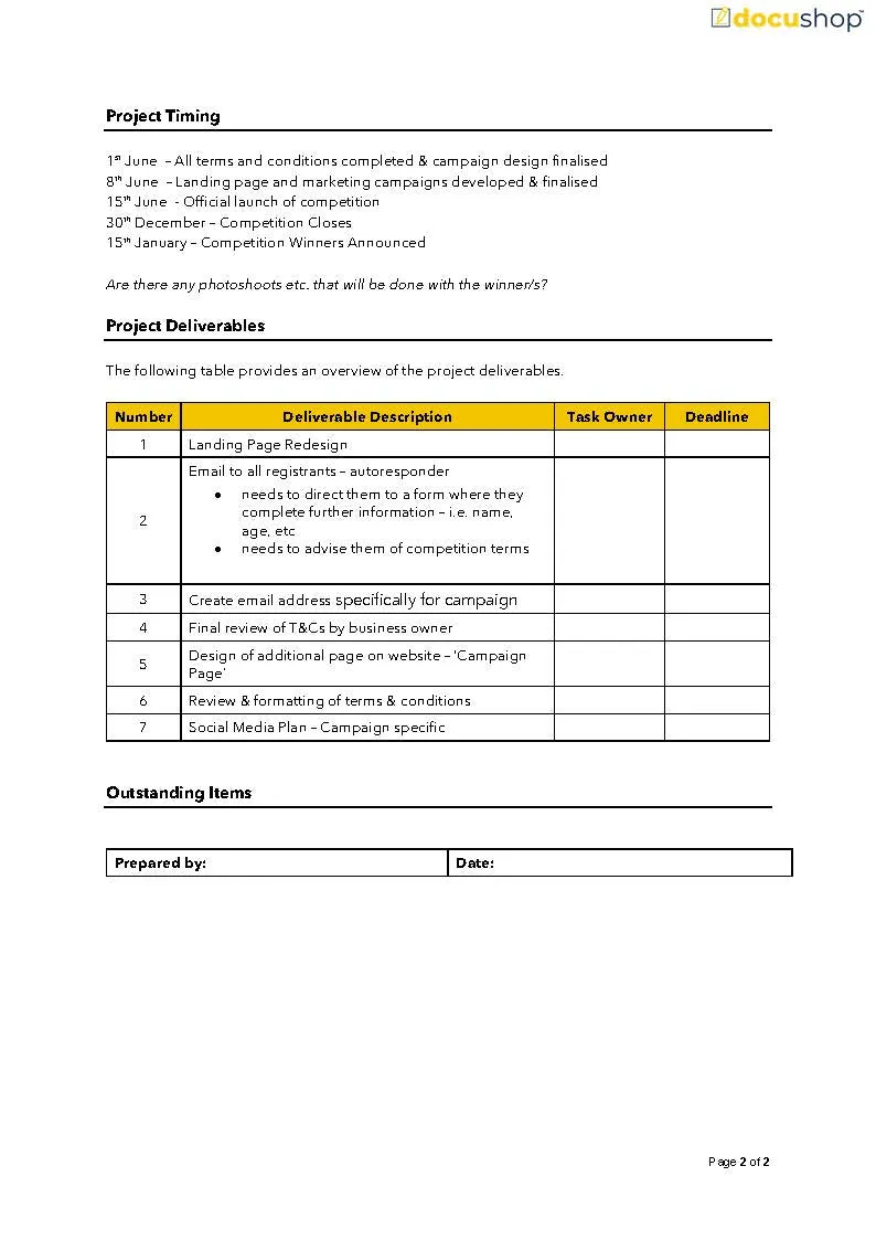 Marketing Campaign Project Launch Plan Template