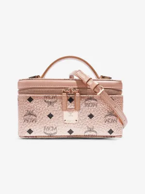 MCM Vanity Case Champagne Gold / Black Coated Canvas