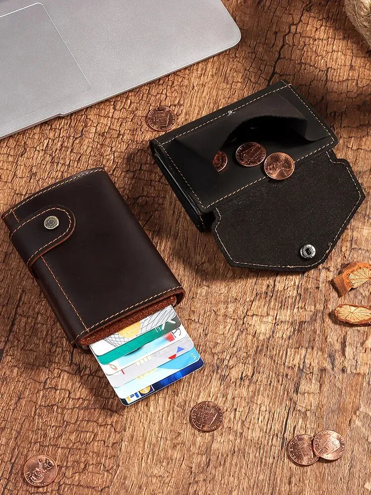 Men Coin Purse RFID Business Pop Up Wallet Black