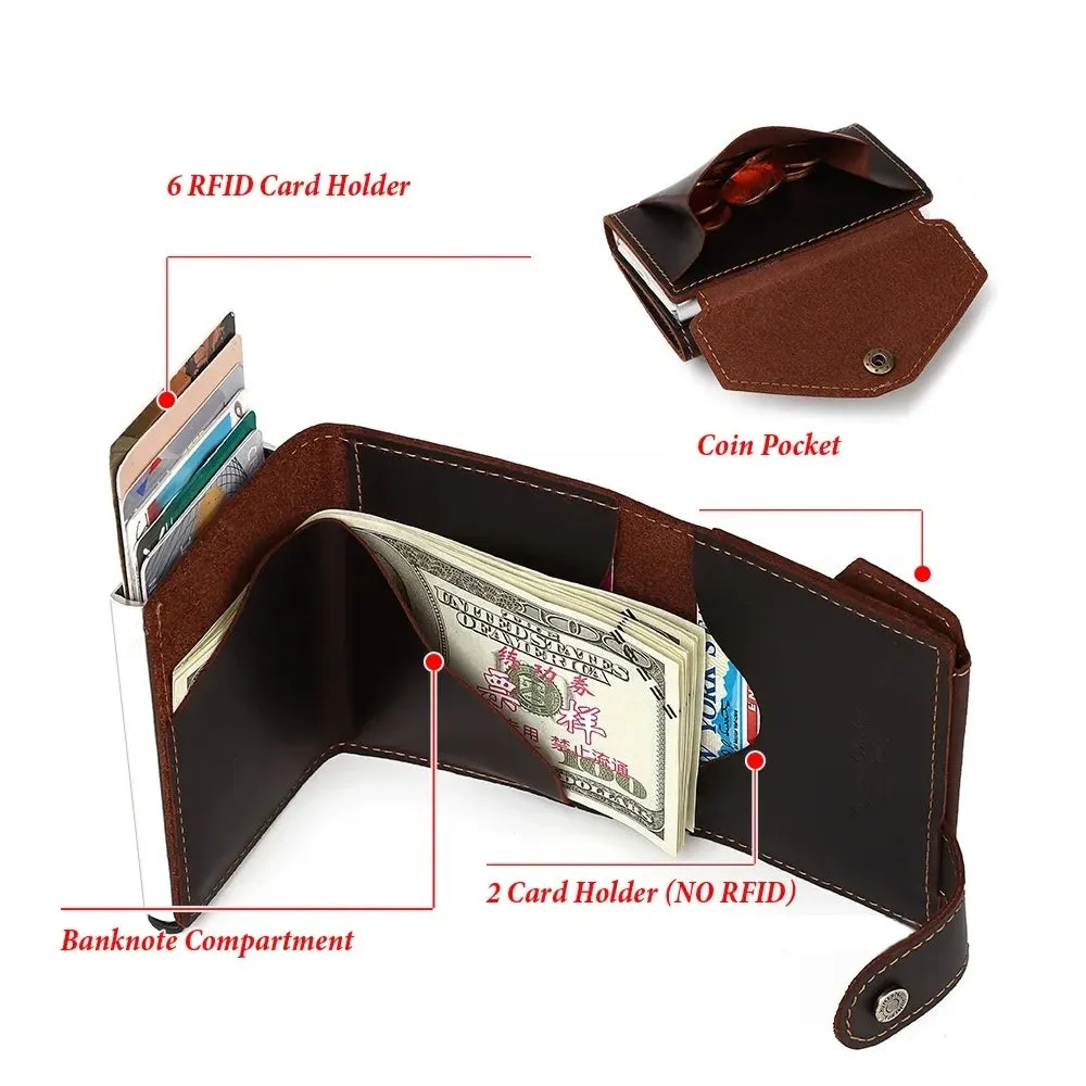 Men Coin Purse RFID Business Pop Up Wallet Black