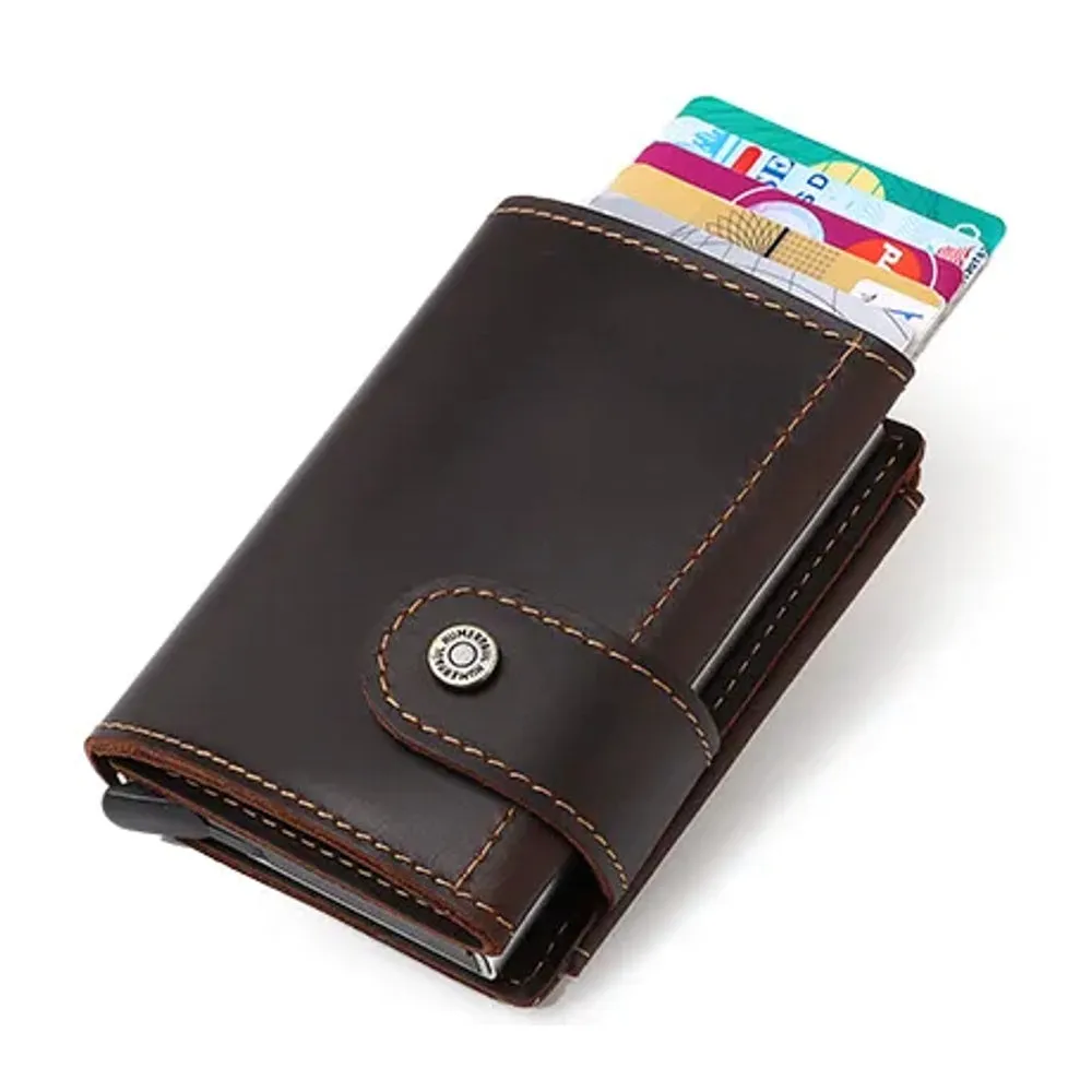 Men Coin Purse RFID Business Pop Up Wallet Black