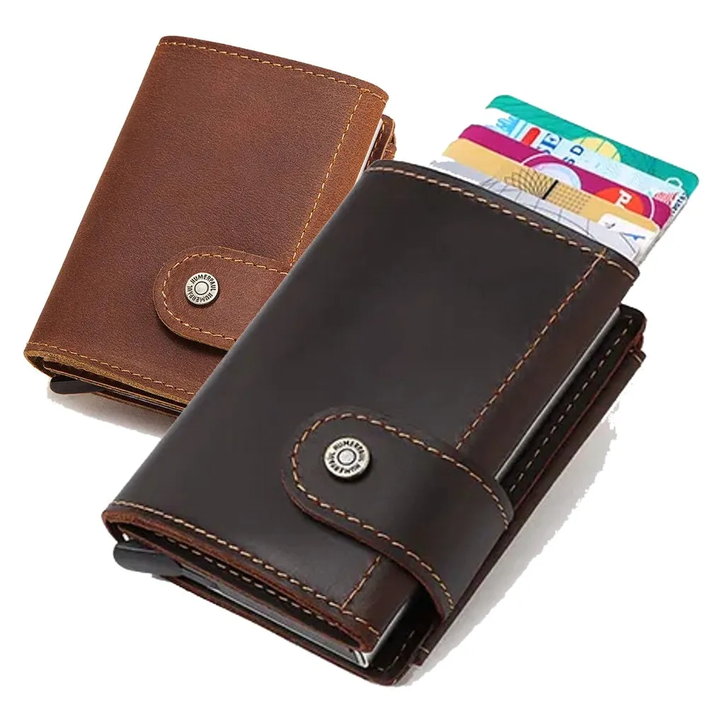 Men Coin Purse RFID Business Pop Up Wallet Black