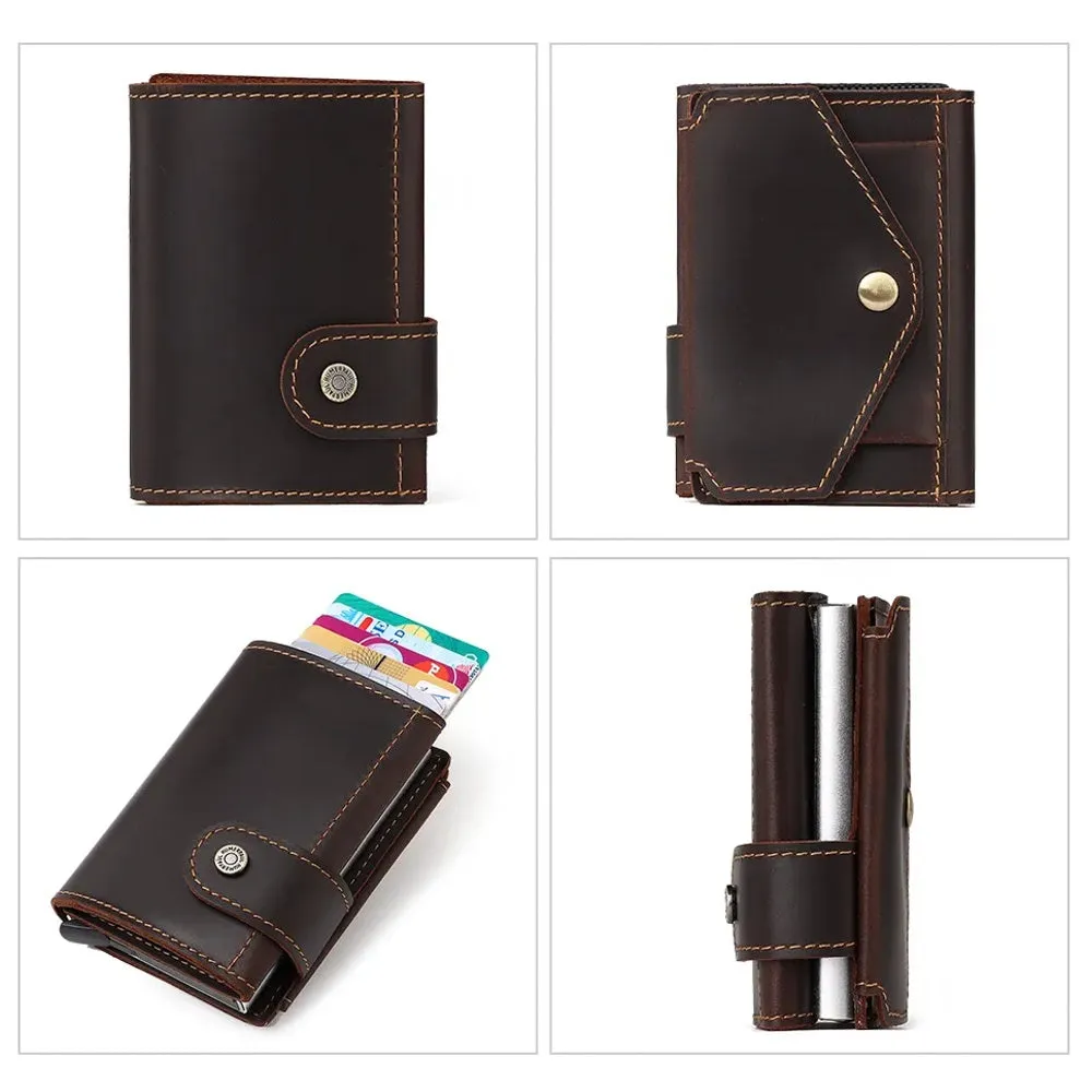 Men Coin Purse RFID Business Pop Up Wallet Black