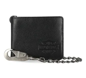 Mens Bar & Shield Core Pebble Billfold Wallet With Chain - Black