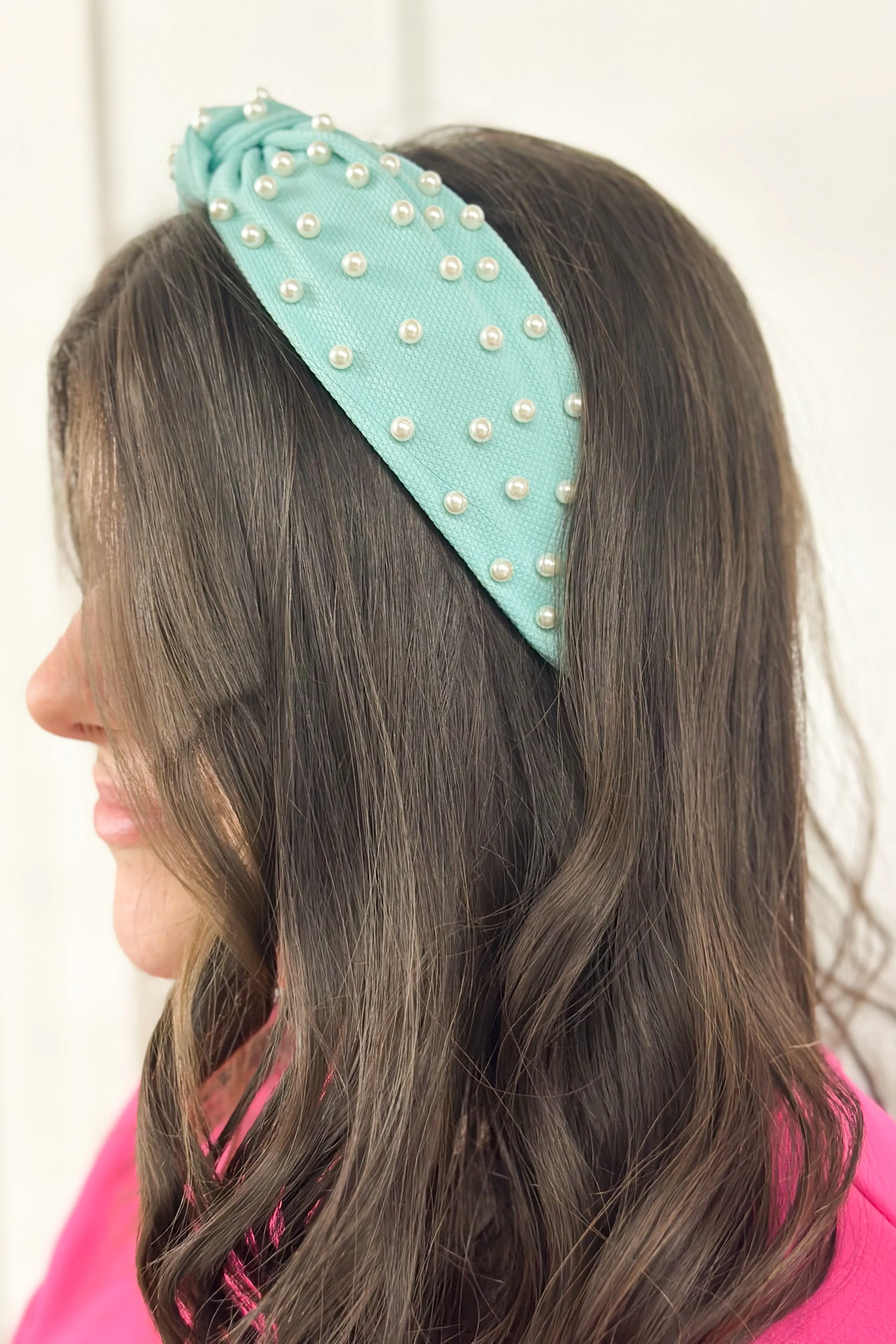 Mint Pearl Studded Headband