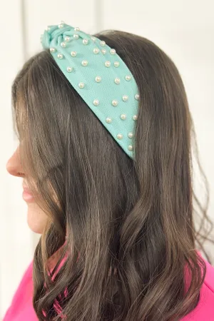 Mint Pearl Studded Headband