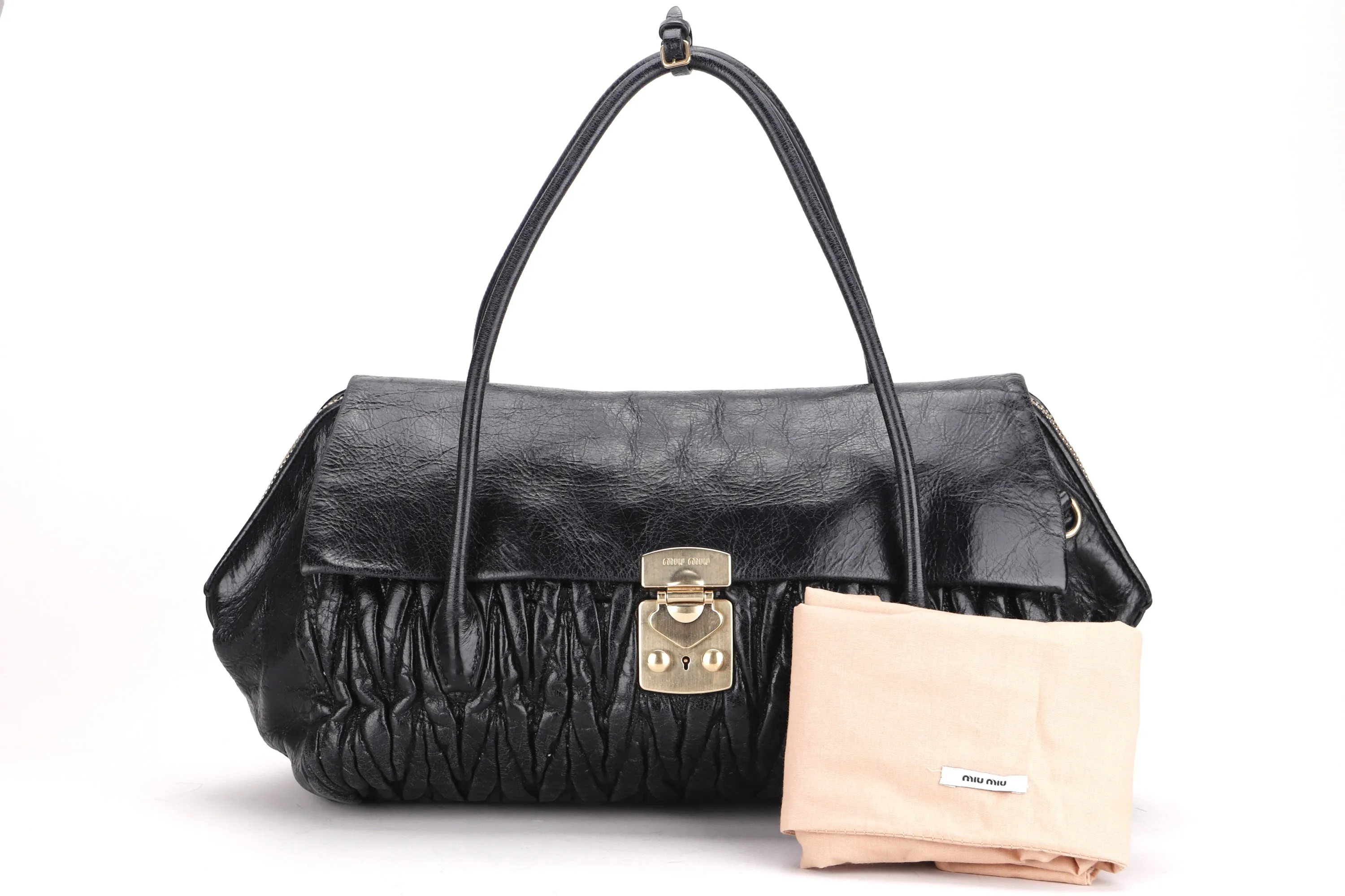 MIU MIU BLACK TOP HANDLE BAG, WITH DUST COVER, NO STRAP