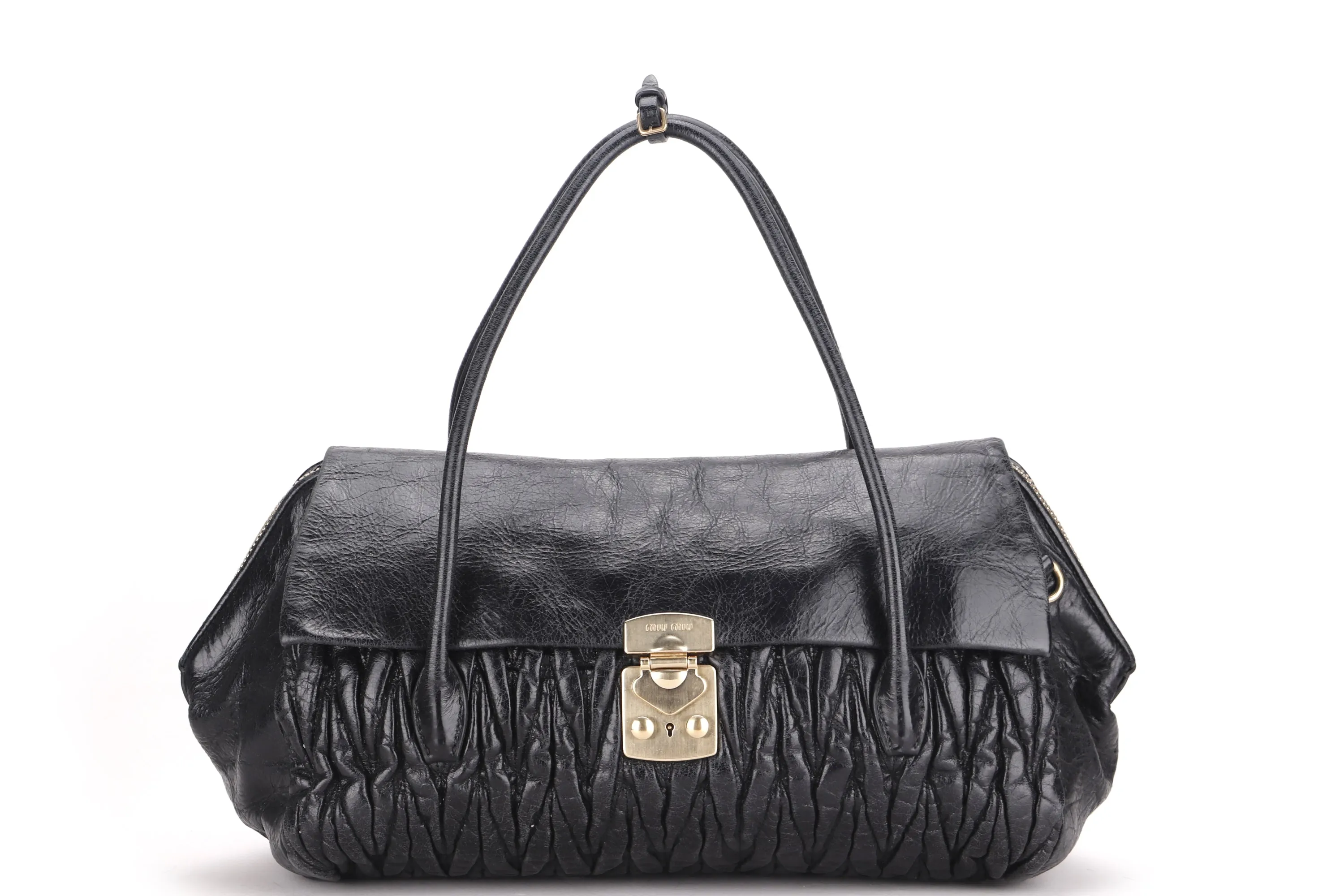 MIU MIU BLACK TOP HANDLE BAG, WITH DUST COVER, NO STRAP