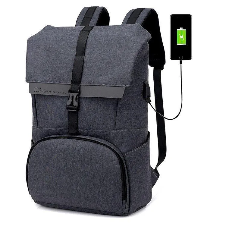 Multi-Functions D3 Backpack With Usb Charging Ports Blue Bags