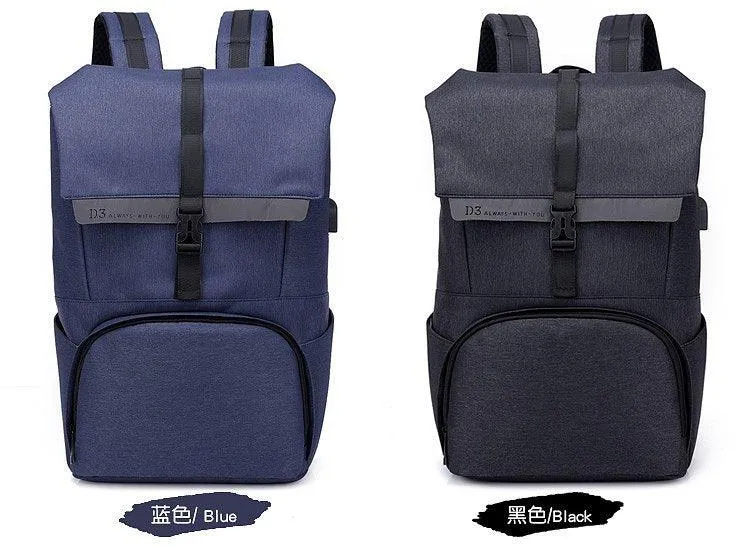 Multi-Functions D3 Backpack With Usb Charging Ports Blue Bags