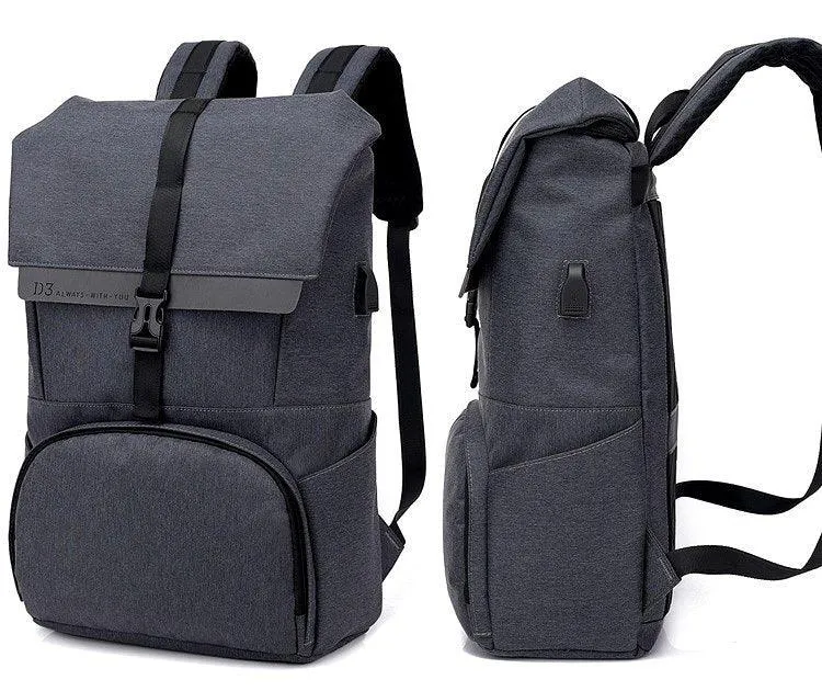 Multi-Functions D3 Backpack With Usb Charging Ports Blue Bags