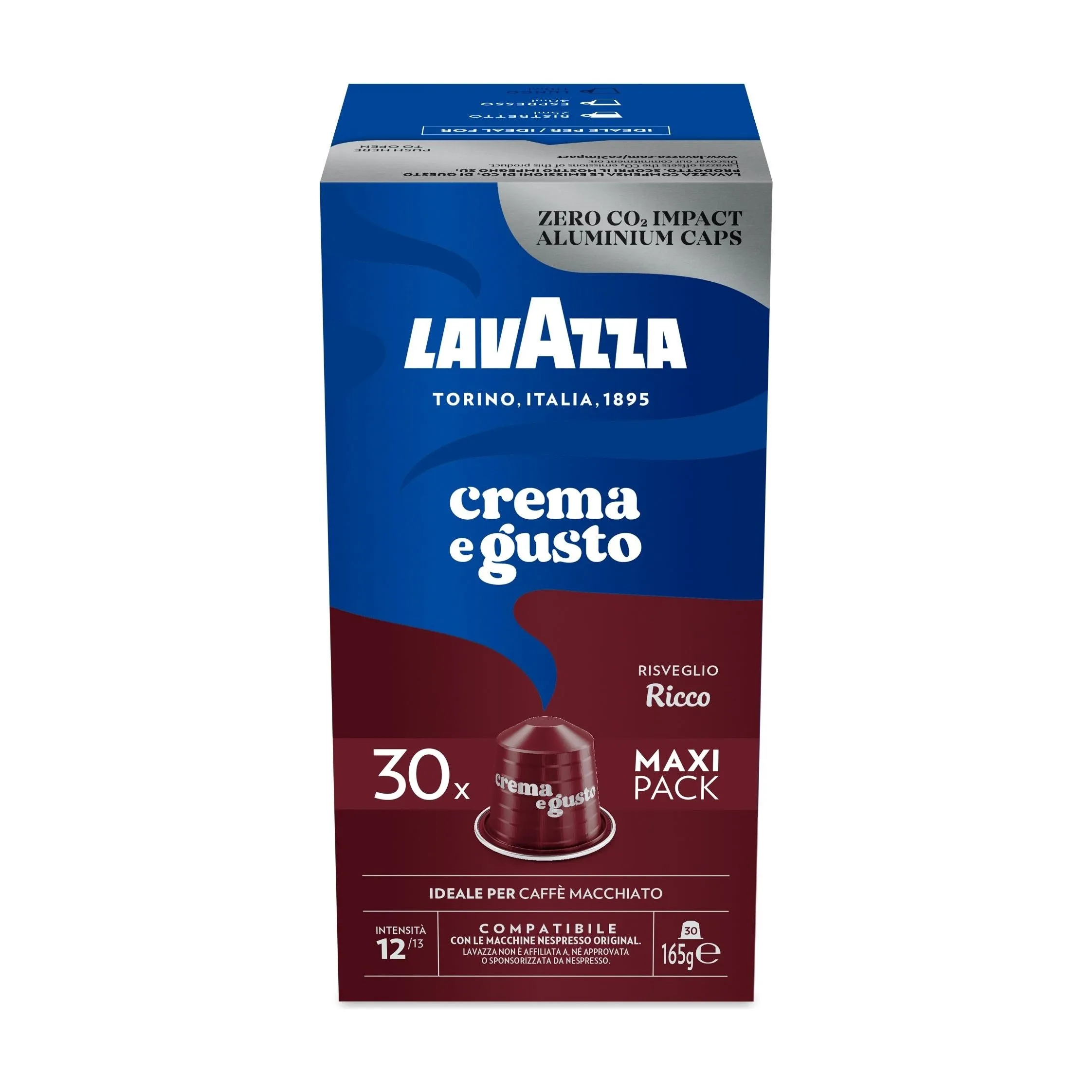 Nespresso Compatible Lavazza Crema e Gusto Ricco 30 Coffee Capsules