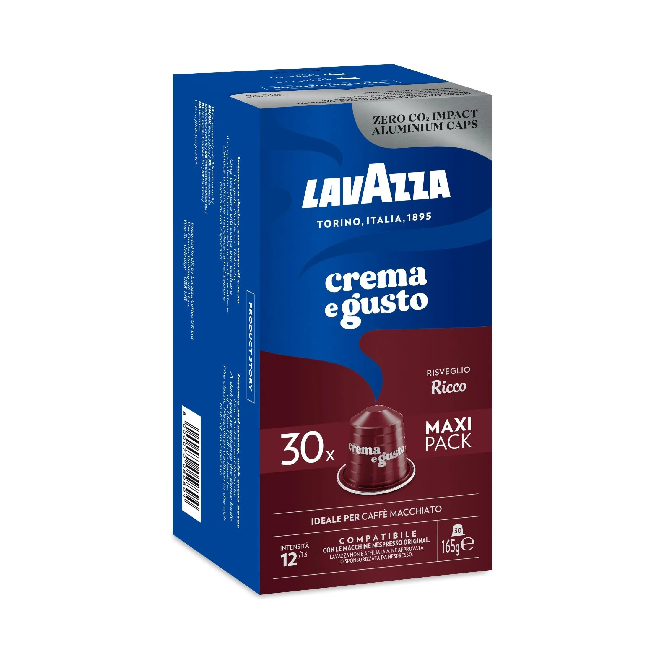 Nespresso Compatible Lavazza Crema e Gusto Ricco 30 Coffee Capsules