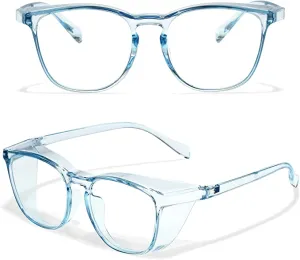 New Anti Fog Safety Glasses Pollen Scratch Resistant UV Protection HD Blue Light Blocking Goggles for Men Women Square in Blue