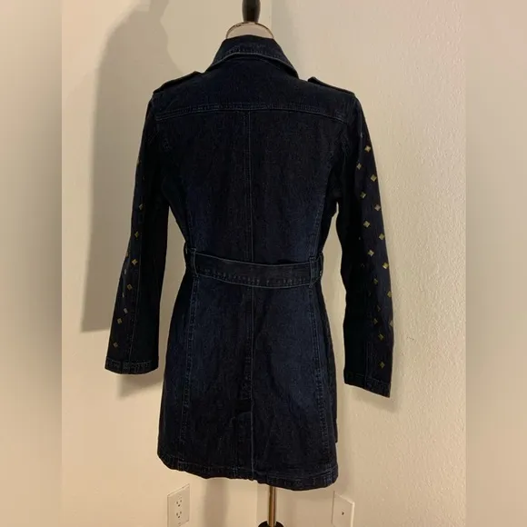 NWOT Diane Gilman DG2 Indigo Denim Studded Belted Jacket