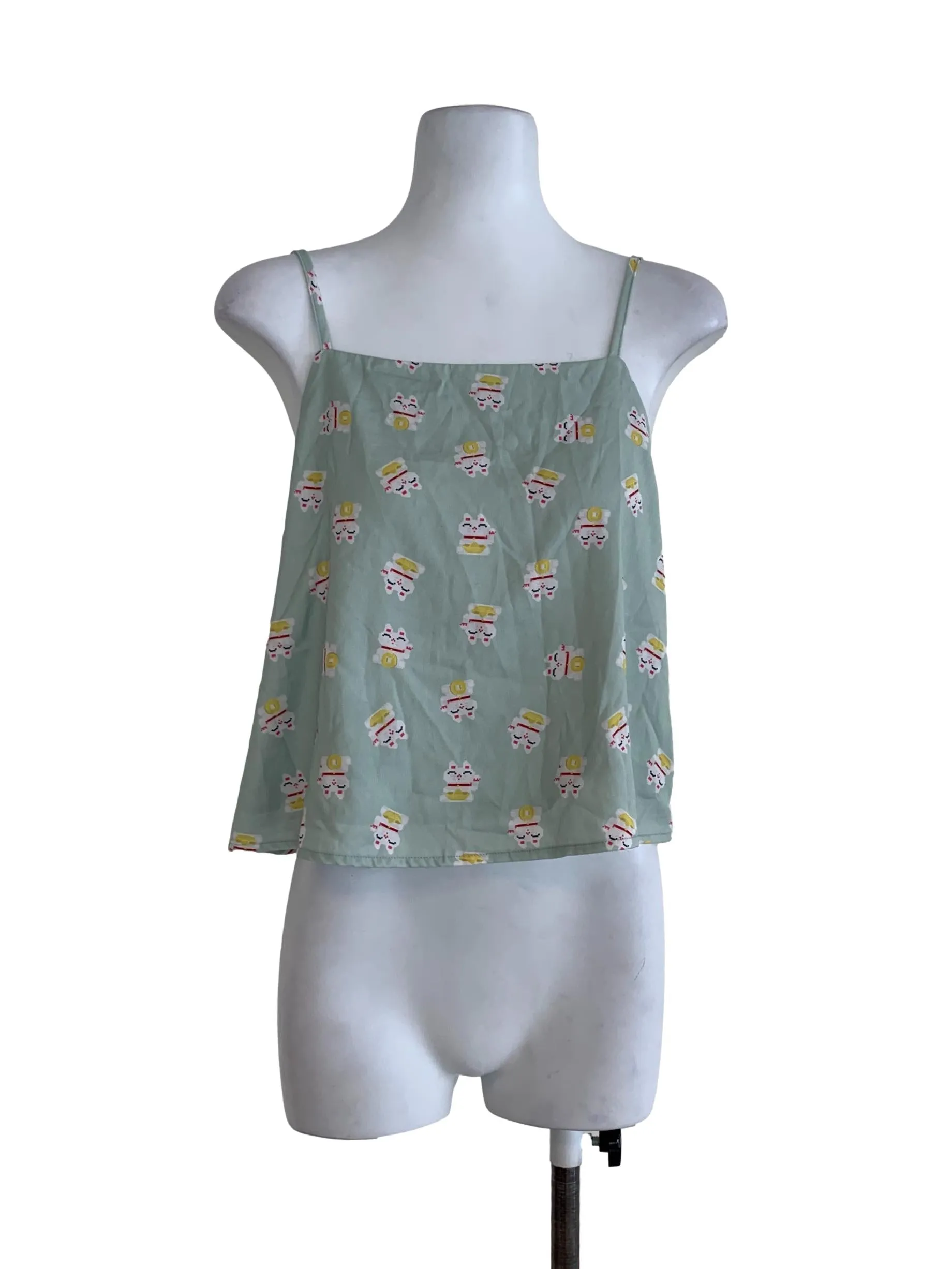 Olive Green Graphic Sleevesless Top