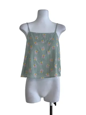 Olive Green Graphic Sleevesless Top