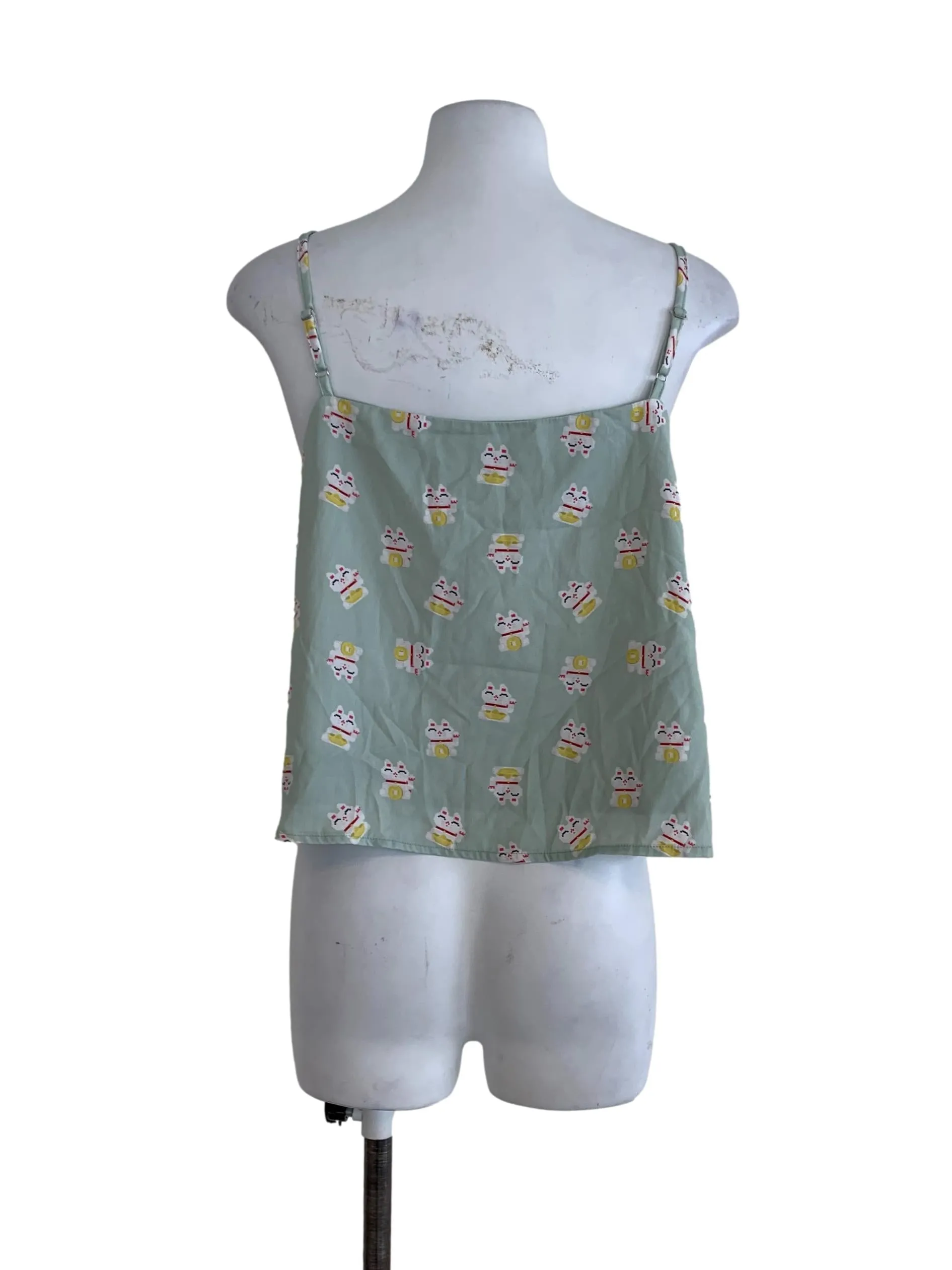 Olive Green Graphic Sleevesless Top