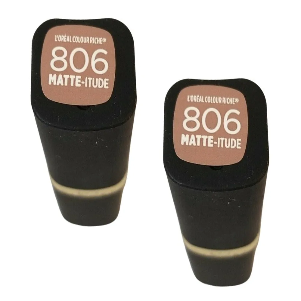 Pack of 2 L'Oreal Paris Colour Riche Matte Lipcolour, MATTE-Itude # 806