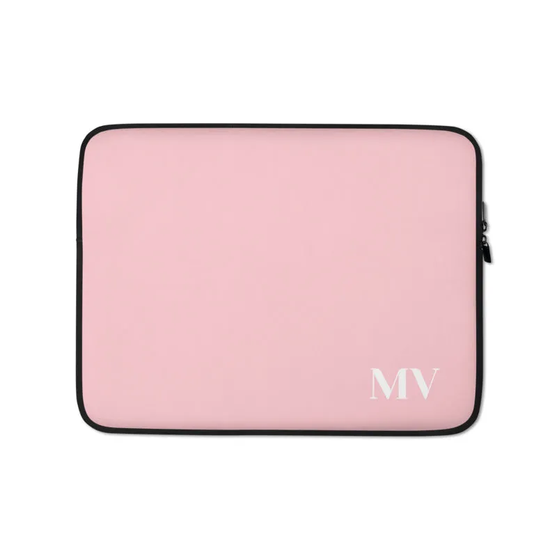 Personalized Laptop Sleeve in Blush Pink with Faux Fur Lining