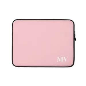 Personalized Laptop Sleeve in Blush Pink with Faux Fur Lining