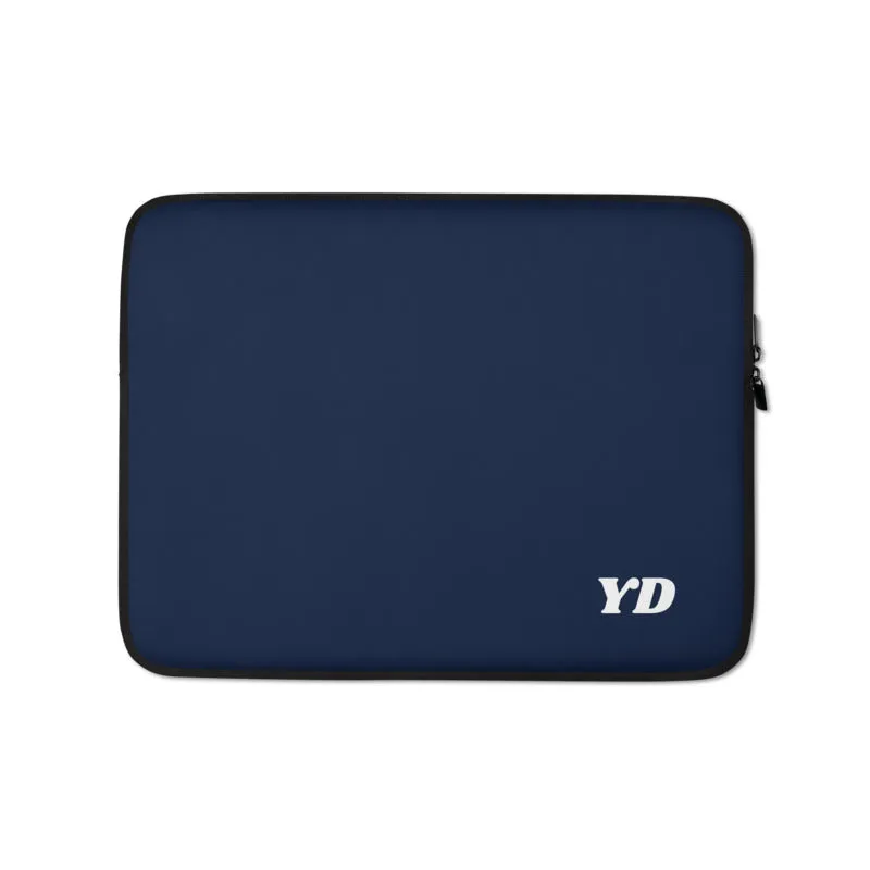 Personalized Laptop Sleeve - Navy with Faux Fur Lining