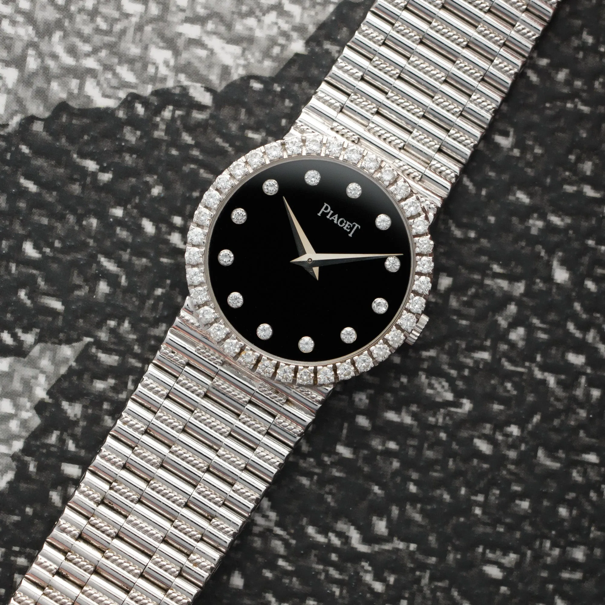 Piaget White gold Onyx & Diamond Watch, 1970s