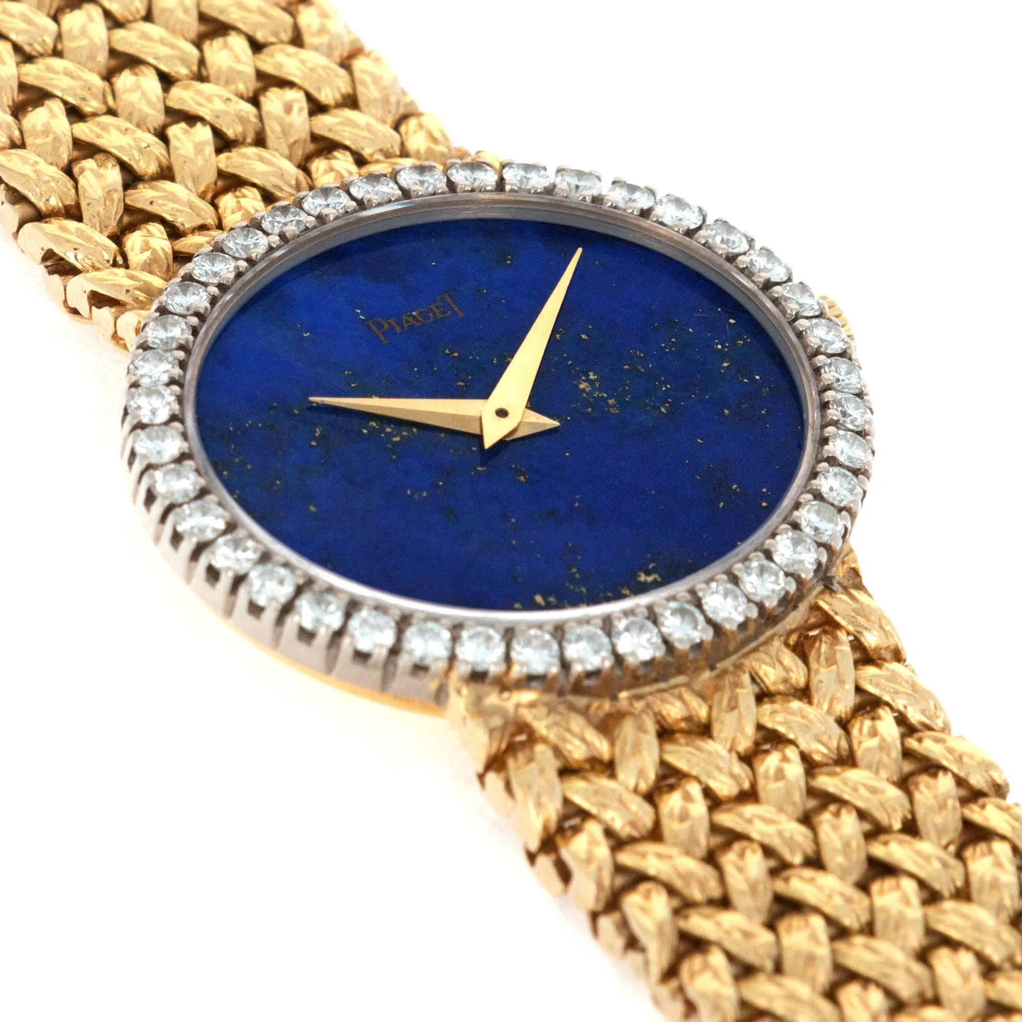Piaget Yellow Gold Lapis Diamond Watch, 1970s