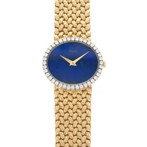 Piaget Yellow Gold Lapis Diamond Watch, 1970s