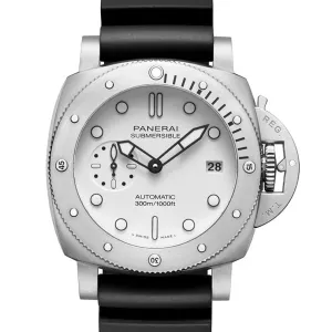 Pre-owned Panerai Submersible 42mm Bianco White PAM01223