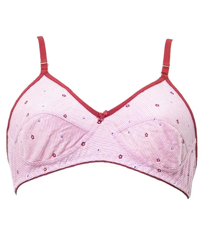 Printed BBG-2011 Comfortable - Non Padded,Non Wired Bra Red - Blue Bell Girl