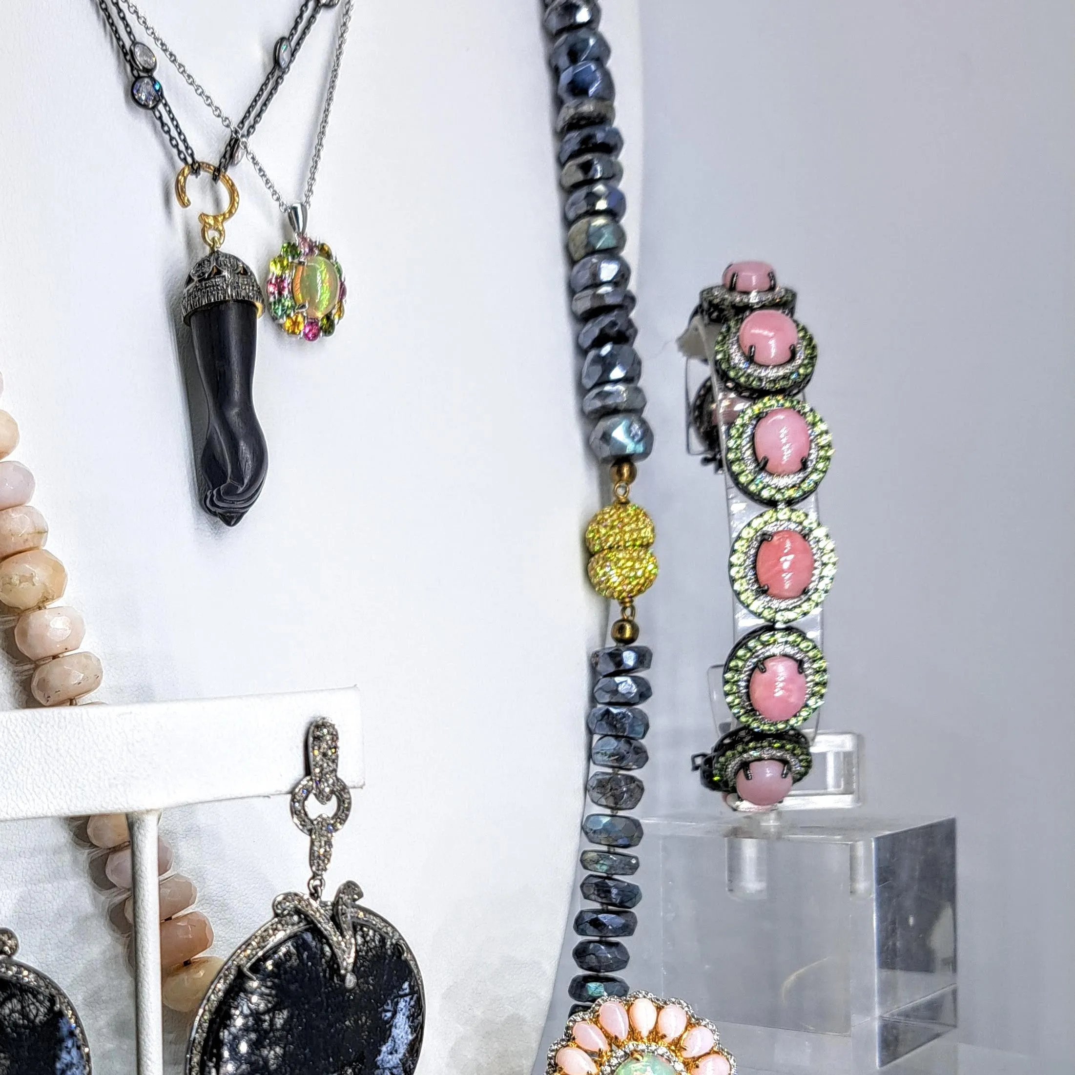 "Figa De La Femme" Pendant Necklace - Ebony, Raw Diamonds, Sterling