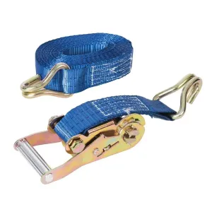 Rated 750kg Capacity 1950kg Ratchet Tie Down Strap J-Hook 6m X 38mm 785253