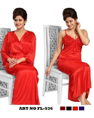 Red Nighty - FL-536 - Flourish 2 Piece Nightwear