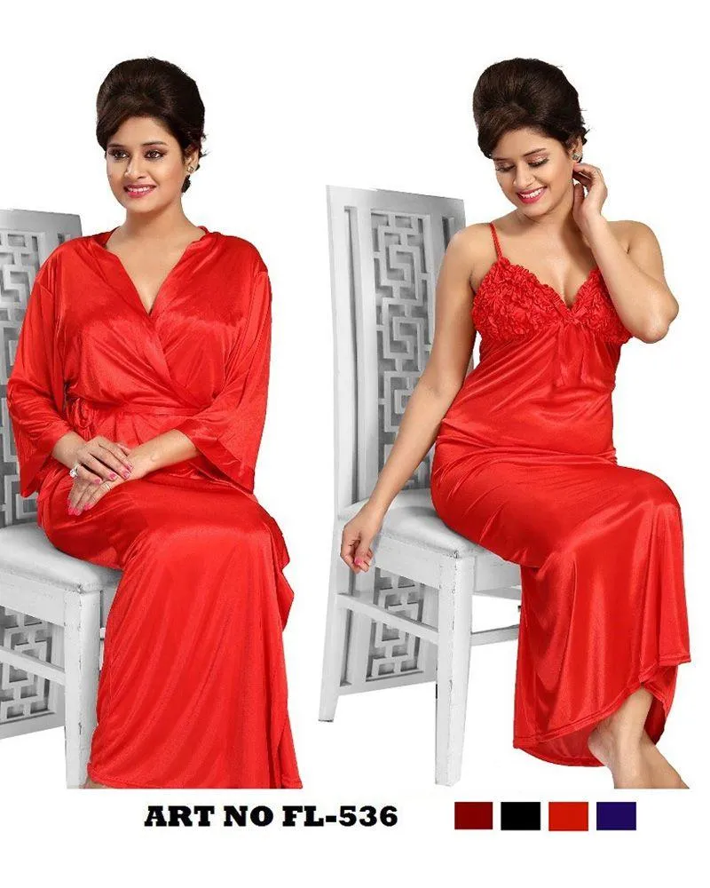 Red Nighty - FL-536 - Flourish 2 Piece Nightwear