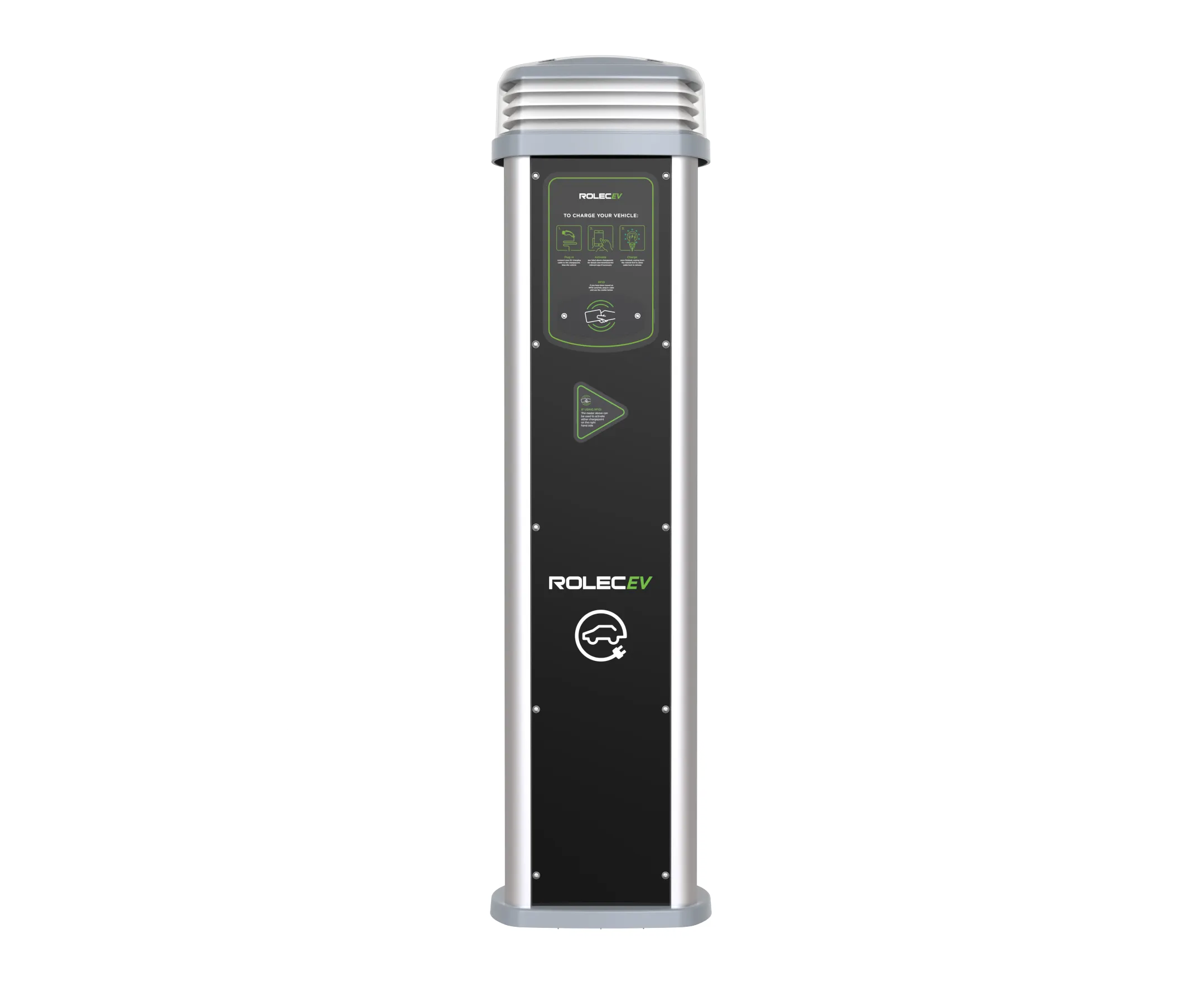 Rolec ROLEC0425B Quantum Smart EV Charging Pedestal - 4x up to 7.4kw Type 2 Sockets - Black