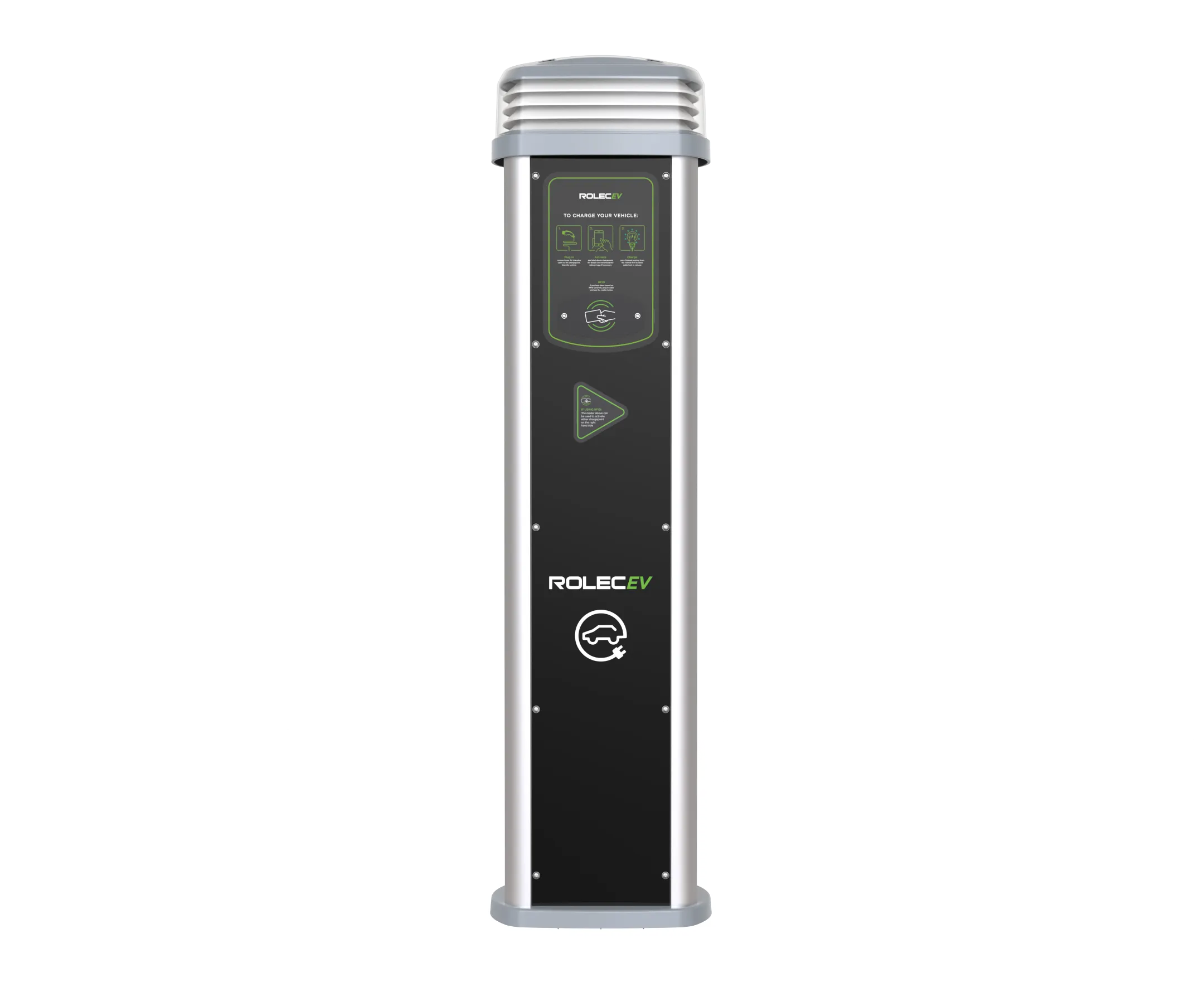 Rolec ROLEC0425B Quantum Smart EV Charging Pedestal - 4x up to 7.4kw Type 2 Sockets - Black