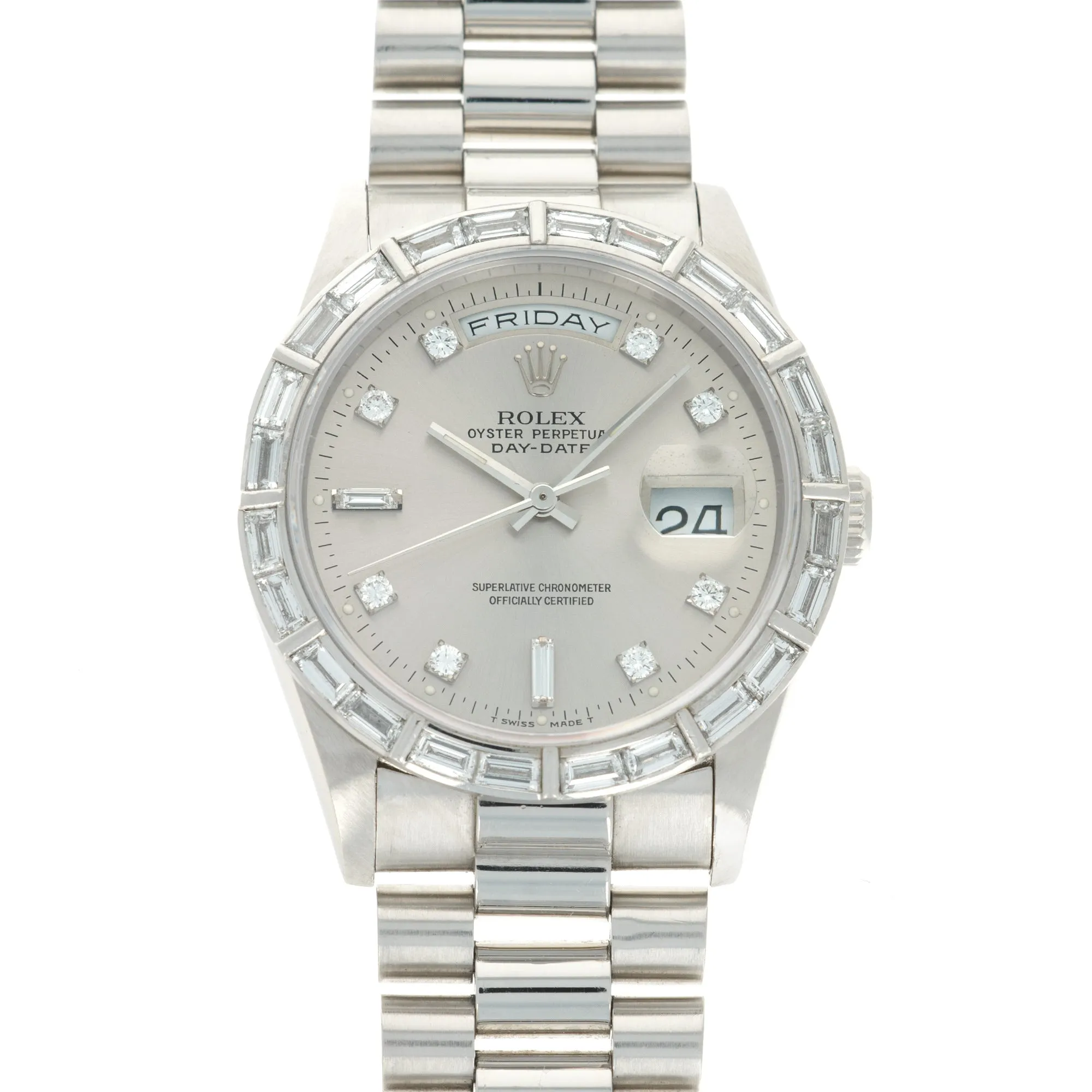 Rolex Platinum Day-Date Diamond Watch Ref. 18366