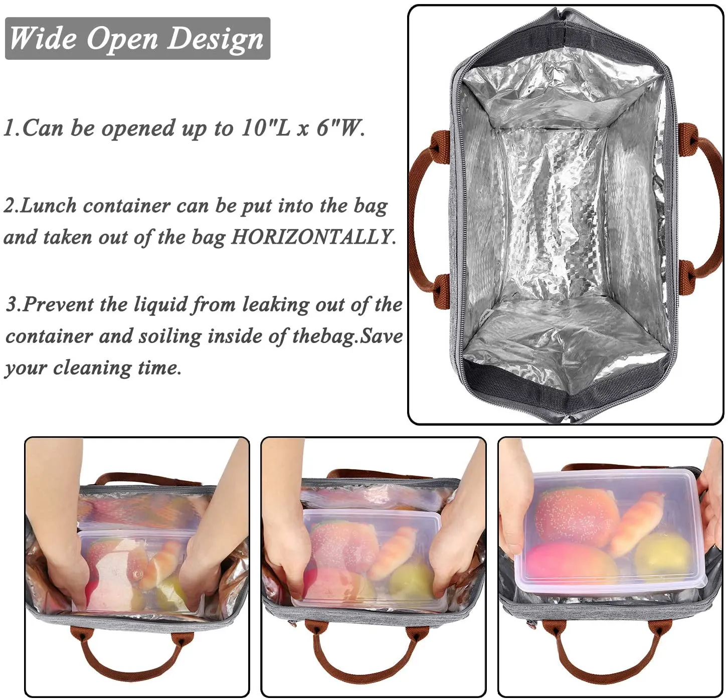 Rynx | LOKASS Lunch Box Insulated Lunch Bag Wide-Open Lunch Tote Bag Large Drink Holder Durable Nylon Snacks Organizer with Removable Shoulder Strap for Women Men Adults Work Outdoor, Black