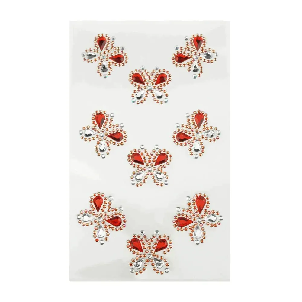 Self Adhesive Butterfly Rhinestone Stickers, 9-count
