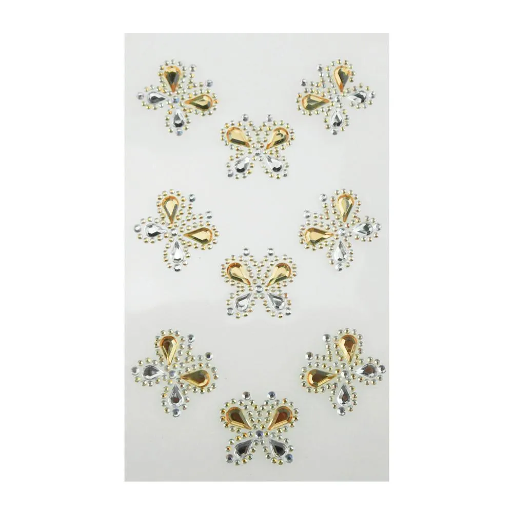 Self Adhesive Butterfly Rhinestone Stickers, 9-count