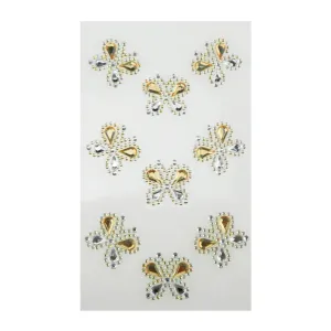 Self Adhesive Butterfly Rhinestone Stickers, 9-count