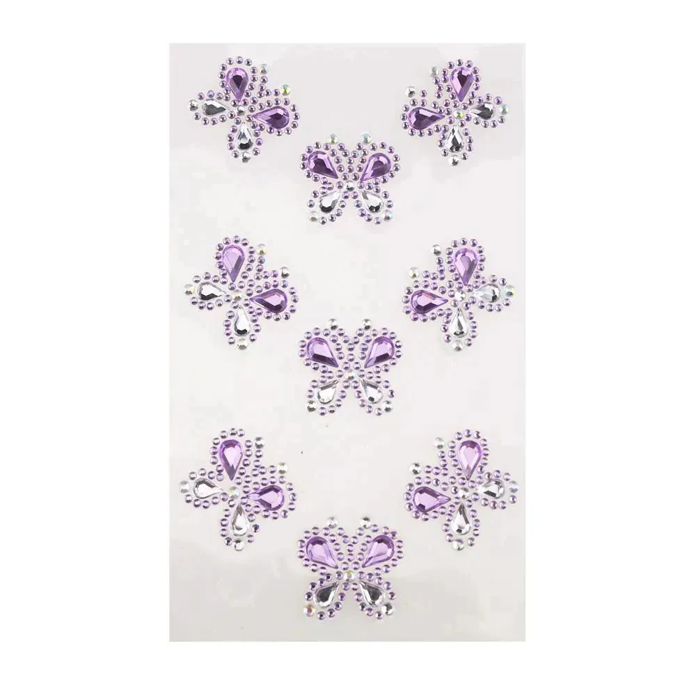 Self Adhesive Butterfly Rhinestone Stickers, 9-count