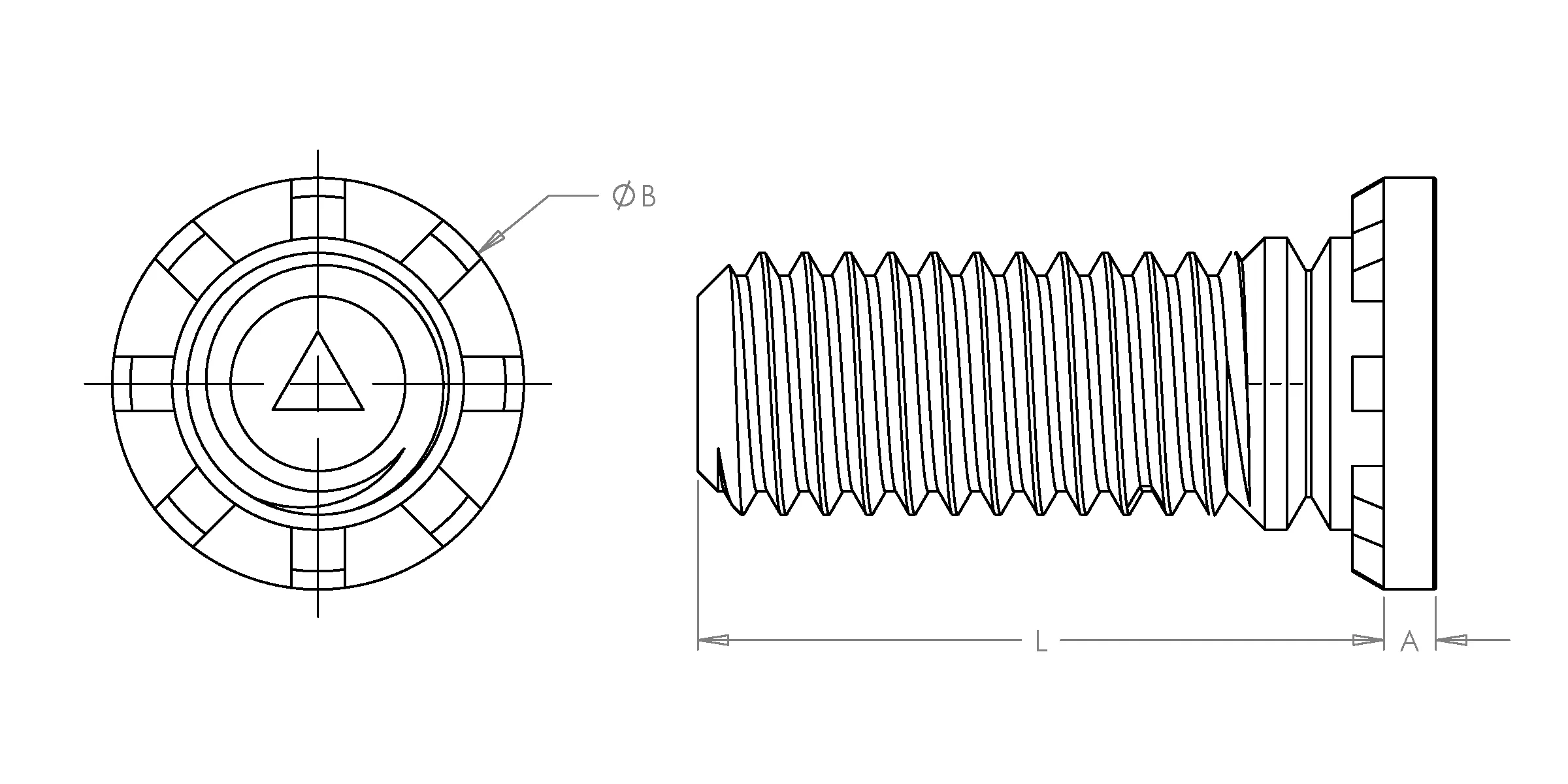 Self-Clinching Stud, High Torque, Steel, Zinc, M6x1.0 x 50, 50 Pack