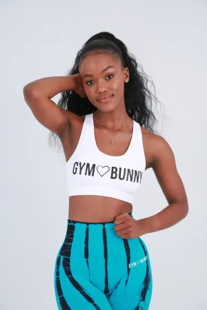 Shapewear Gym Bunny padded bra top with cell pocket- White