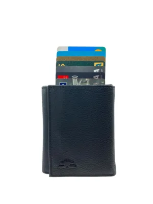 Smart Pop-Up Metallic Card Holder Tri-Fold Wallet in Leather RFID BOX # TRI-4522.NEW-Buton